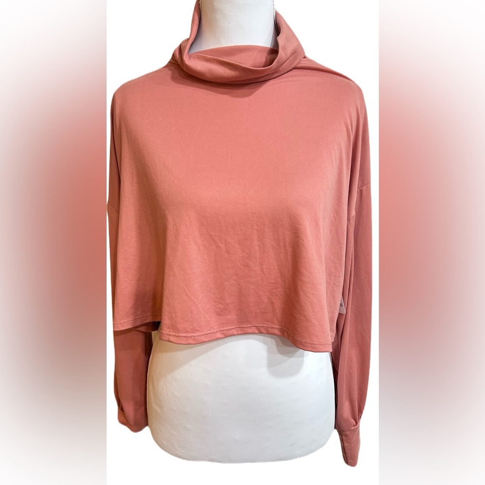 Apricot Lane Pink Crop Top Turtleneck Small NWT